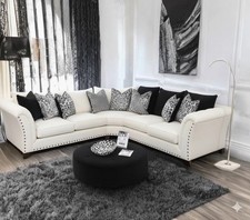 Harrison Curved White Sofa