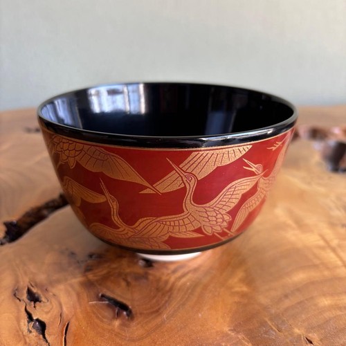 Japanese crane matcha tea bowl - crane,