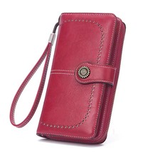 Women's Large Capacity Zipper PU Leather Long Wallet Ladies Casual Coin Purse UK