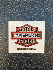 Harley - 2 off vinyl self adhesive sticker 65x50mm (Gold, Red & Black on clear)