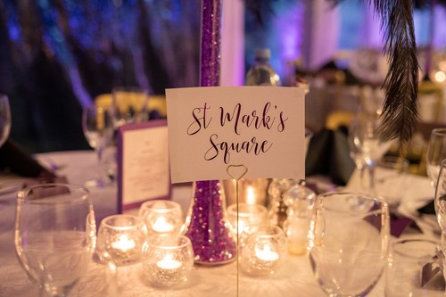 Gold heart place card holders