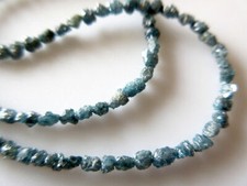 2-4mm Natural Blue Raw Diamond Tumbles Rough Long drilled diamonds 4" strand