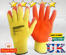 LATEX COATED ORANGE RUBBER SAFETY WORK GLOVES MENS BUILDERS GARDENING 24 PAIRS
