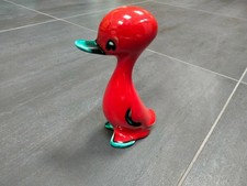 Vintage ceramic duck figurine (16 cm) - Red / turquoise blue - Cortendorf style