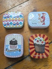 Four Retro / Cupcake / American Diner Style Hinged Tins - Approx 2.5" x 2"