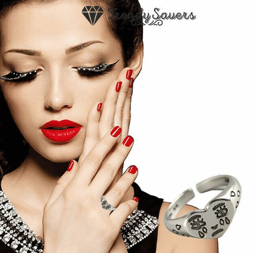Sad face ring heart - face, 925