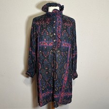 ANTIK BATIK floral-print cotton-gauze mini shirt Tamir Dress Women Size 42 Large