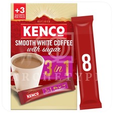 KENCO 3 in 1 Smooth White Instant Coffee Sachets 8 X 12.6g - (Pack of 3)