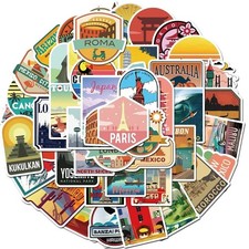 50pcs Travel Stickers Pack City Landscape London Paris New York Holiday Vacation