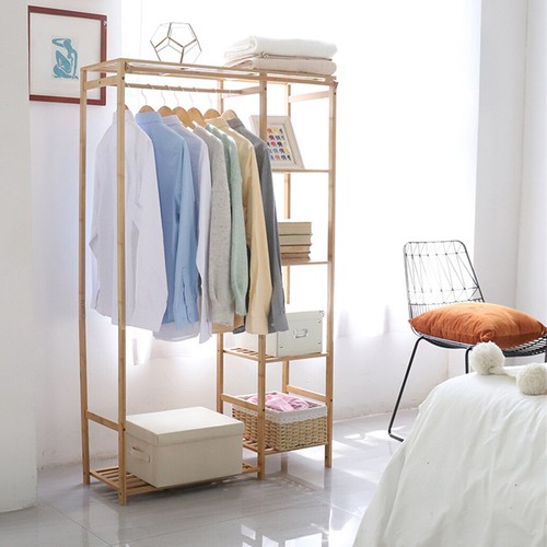 Wooden clothes rail bamboo - wooden,
