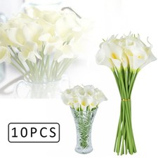10pcs Long Stem Artificial Latex Calla Lilies Lily Flowers Real Touch Bunch
