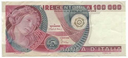 100000 lire bank - lire, italy