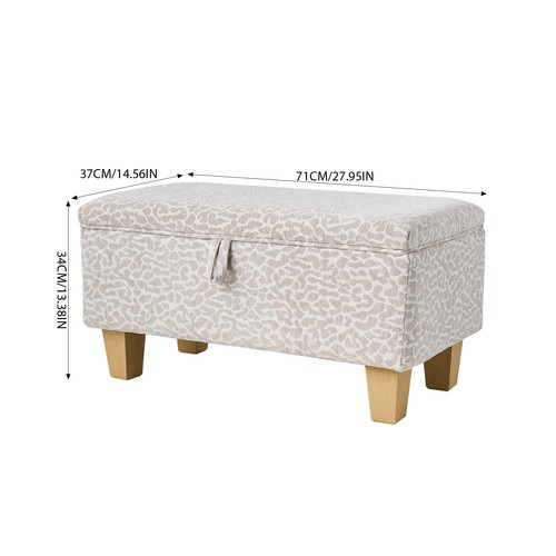 Linen leopard ottoman - leopard,
