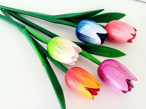 Tall wooden tulips - wooden, wood
