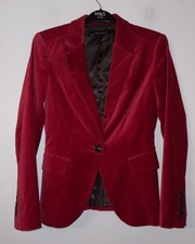 Zara Red Velvet Fitted Blazer