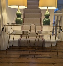 Pair of West Elm Curved Terrace Bedside Tablesin  antique brass finish