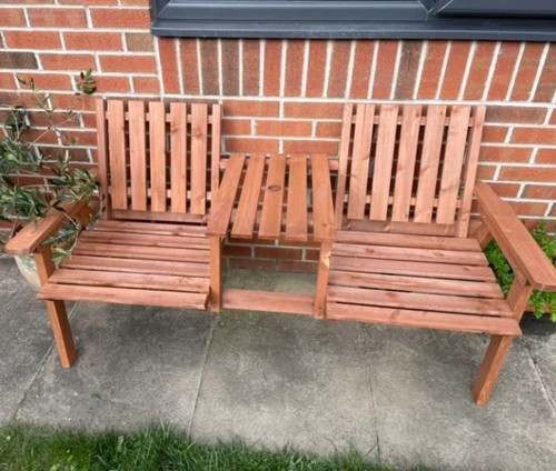 Wooden love seat rustic garden - wooden,