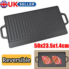 Cast Iron Griddle Hot Plate BBQ Grill Reversible Cooking Hob Steak Barbecue Pans