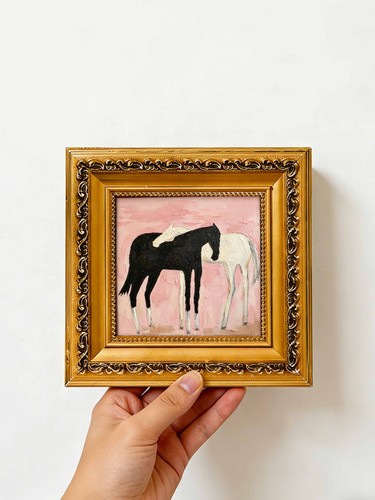 Black white horses standing - white,