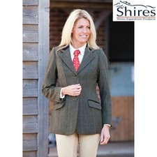 Shires Huntingdon Tweed Show Jacket dark green check ladies 36" UK 10 hacking