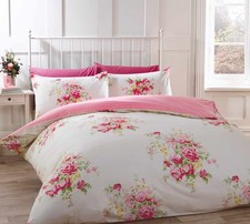 Shabby Chic Duvet Cover Brushed Cotton Flannelette Quilt Bedding Set Super King