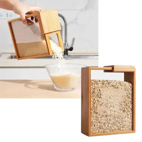 Wooden cereal dispenser rice - dispenser,