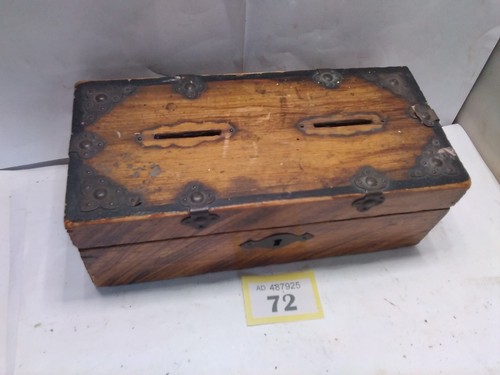 Antique wooden box money - wooden,