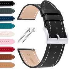 18 | 20 | 22 | 24mm GENUINE LEATHER Watch Strap Replacement Leather Band Basic Quick Release