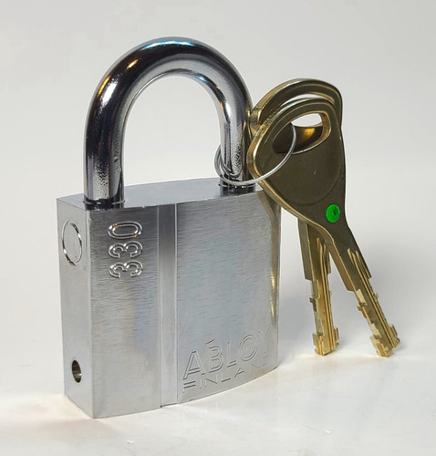 Abloy 330 keyed padlock - abloy, silver