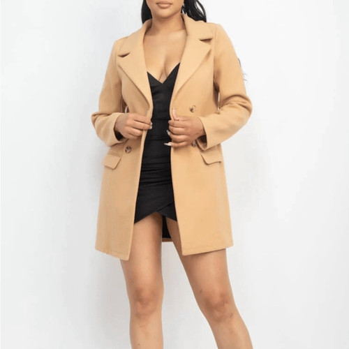 Camel double breasted - , solid