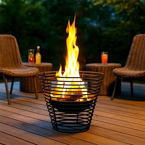 Fire pit black garden patio - pit, &