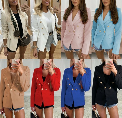 Women gold button blazer - button,