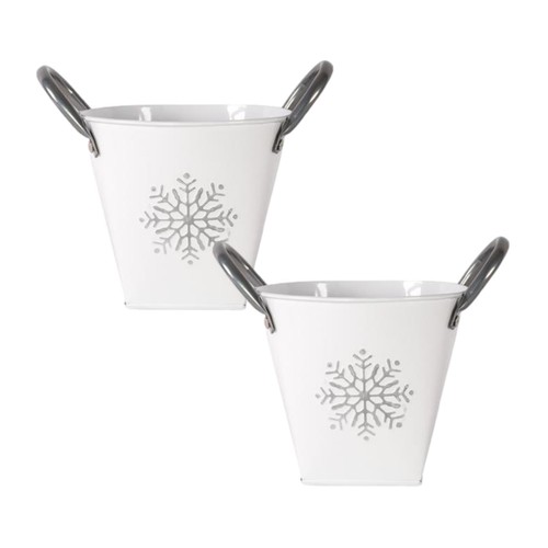 Zinc silver planter snowflake - zinc,