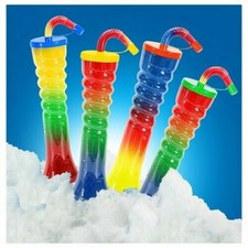 🔥 Novelty TWIST Slush Syrup Yard Cups 17oz - 500ml Cups with Lid & Straw HT35