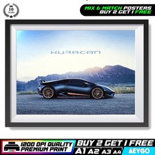 LAMBORGHINI HURACAN PERFORMANTE Wall Art Print Poster Super Sport Car Large Size