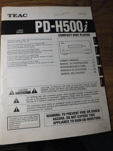 Teac h500i player - cd, user
