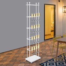 Champagne Holder, Wine Glass Stemware Rack, White, 5-Tier Holder with Wheel