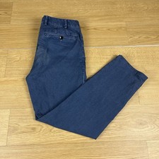 Meyer Perth Blue Cotton Chino Trousers Men’s W34 L30 Smart Casual Stretch