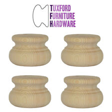 Large Wooden Pine Furniture Bun Feet, 83mm Dia, 56mm High. Sold as Set of 4  +