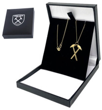 WEST HAM UNITED FC 18ct GOLD PLATED ON SILVER HAMMERS PENDANT & CHAIN NECKLACE