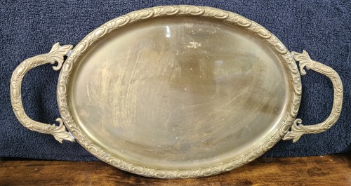 Antique ornate brass serving - antique,