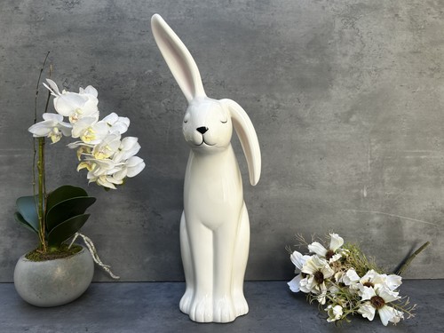 White glossy porcelain - glossy, bunny