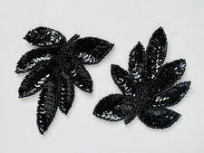 2pcs Pair Beaded Sequin Leaf