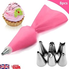 8Pc SET Icing Piping Cream Pastry Bag With Steel Nozzles Cake Decorating Too Kit