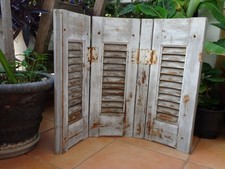 Antique,French,crusty,weather worn,rare,3 panel,short,wooden shutters,salvage.