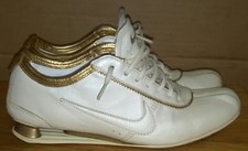 Nike ID Rivalry 2007 Shox Leather White Gold Sneakers  Womens Size 7
