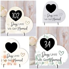 Wedding  Days Until Chalkboard Countdown Plaque / Days Until Our Wedding Heart