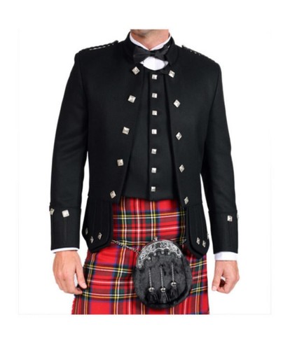 Scottish black wool doublet - wool,