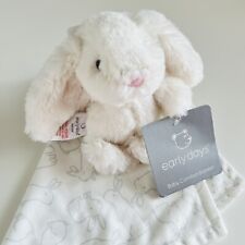 Primark Early Days White Grey Bunny Rabbit Baby Comforter Blankie Soft Toy Gift