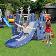 3 IN1 Kids Garden Swing Slide Climber Shooting Basketball Set Toddler Playground